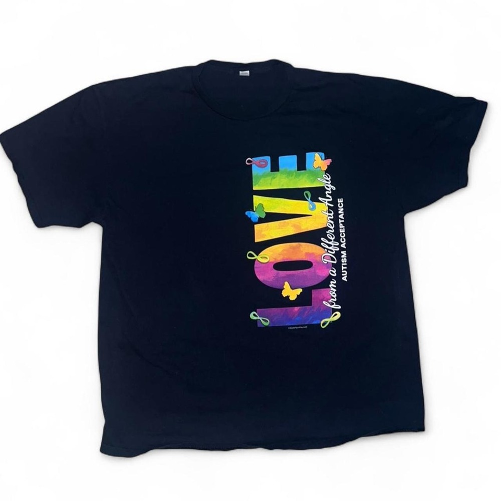 "Love From a Different Angle" autism acceptance design Size XL